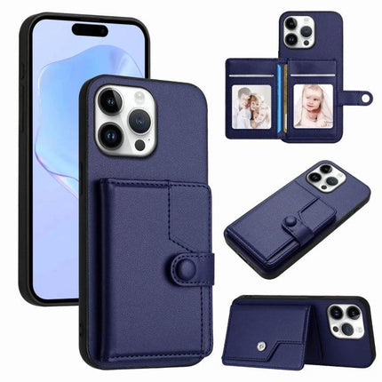 Practical Phone Case With Card Holder For Everyday Errands And Commute Daily Essentials - navy PU leather wallet phone case with snap closure and card slots