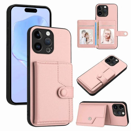 Secure Phone Case With Card Holder For Everyday Carry - pink PU leather wallet case with secure button, card slots, cash pocket and stand feature