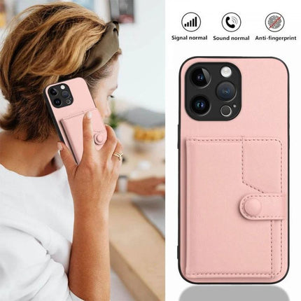 Secure Phone Case With Card Holder For Everyday Carry pink PU leather wallet case with secure button and card slot