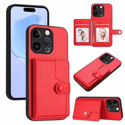 Secure Phone Case With Card Holder For Everyday Carry red PU leather wallet case with button-secure card slots and TPU bumper