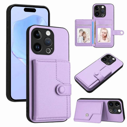 Secure Phone Case With Card Holder For Everyday Carry - lavender PU leather wallet case with secure button and card slots