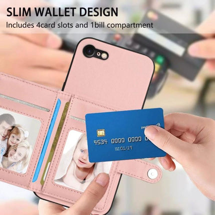 Phone Wallet Case With Integrated Cardholder slim PU leather wallet case showing card slots and phone in one compact design