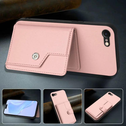 Phone Wallet Case With Integrated Cardholder in pink PU leather with snap cardholder and cash pocket