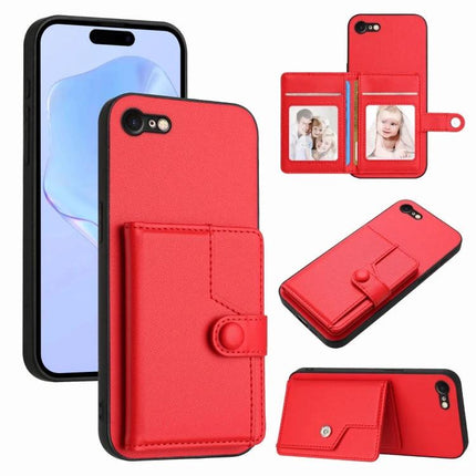 Phone Wallet Case With Integrated Cardholder - red PU leather phone case with snap cardholder, cash pocket and stand, slim protective wallet case
