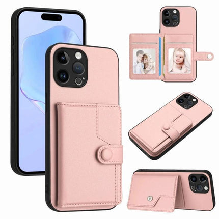 Phone Wallet Case With Integrated Cardholder in pink PU leather showing card slots, cash pocket and magnetic closure for travel and daily use