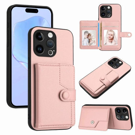 Phone Wallet Case With Integrated Cardholder in pink PU leather, card slots, cash pocket and magnetic strap for iPhone protection and organization