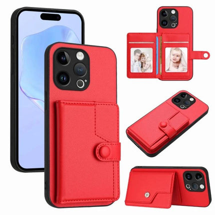 Phone Wallet Case With Integrated Cardholder - red PU leather phone case with snap cardholder and cash pocket, slim protective wallet