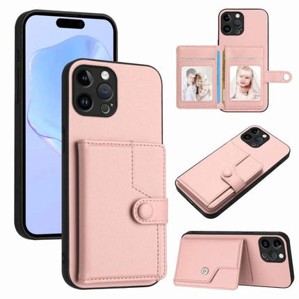 Essential Protective Phone Case With Built In Card Wallet in pink PU leather with TPU interior, card slots, snap closure and kickstand