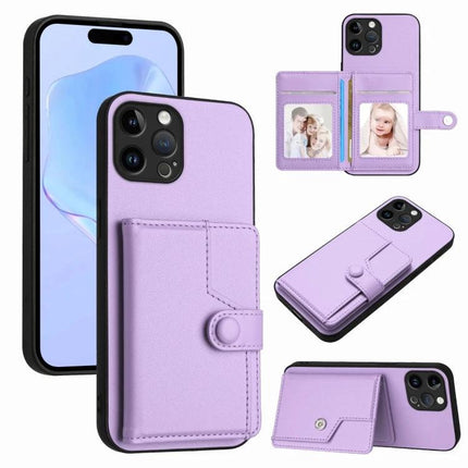 Essential Protective Phone Case With Built In Card Wallet shown in lavender PU leather with TPU inner layer, card slots and magnetic closure