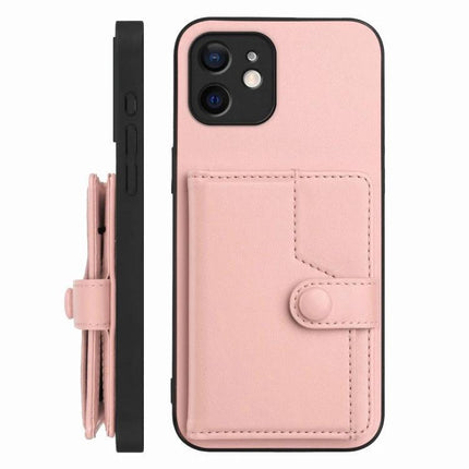 Protective Phone Case With Card Holder For Everyday Carry slim pink PU leather wallet case with snap closure