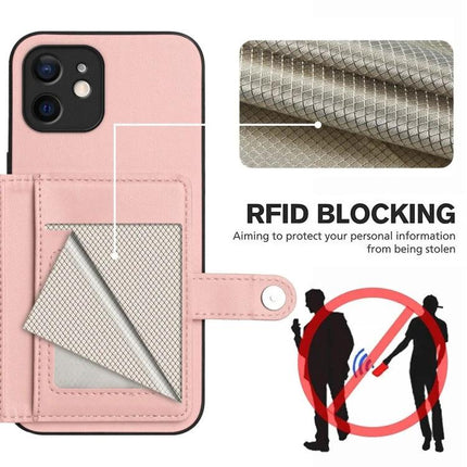 Protective Phone Case With Card Holder For Everyday Carry slim PU leather RFID-blocking wallet phone case rose