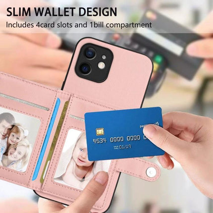 Protective Phone Case With Card Holder For Everyday Carry slim pink wallet design with 4 card slots and phone inside