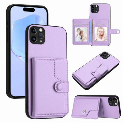 Protective Phone Case With Card Holder For Everyday Carry slim purple PU leather wallet case with snap closure and kickstand