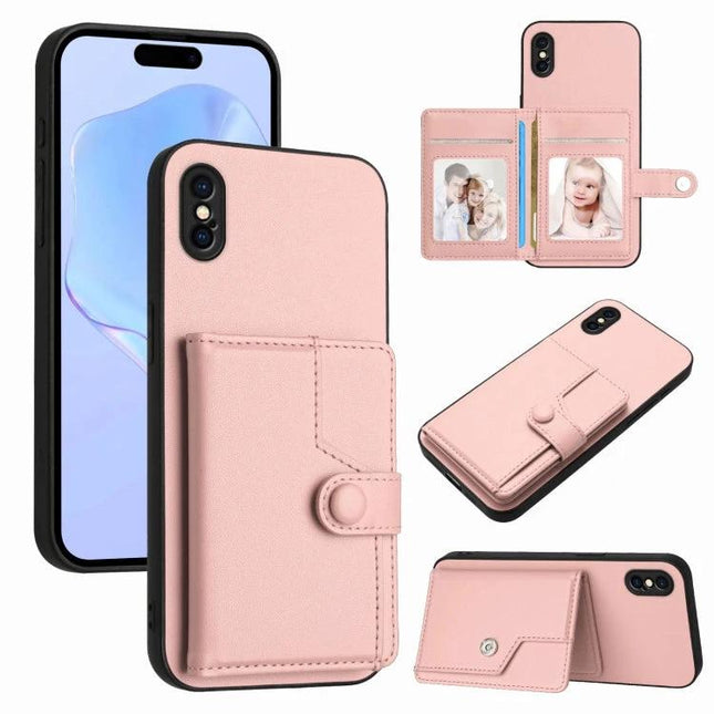 Versatile Card Slot Phone Case For Everyday Carry And Quick Errands On The Go Daily - pink leather wallet-style phone case with card slot and kickstand