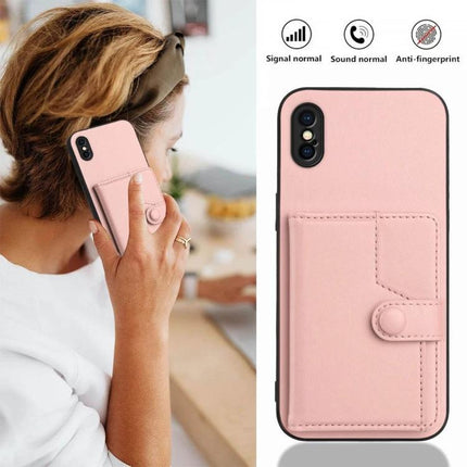 Versatile Card Slot Phone Case For Everyday Carry And Quick Errands On The Go Daily - pink leather card slot phone case shown in use