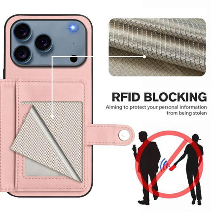 Phone Case With Built-In Wallet For Everyday Card Protection - pink PU leather RFID blocking wallet phone case