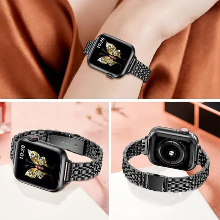 Metal Beaded Slingshot Buckle Apple Watch Band 38-49mm