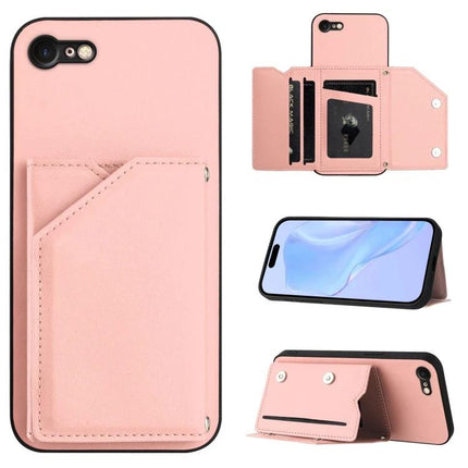 Phone Case With Card Slots For Daily Essentials - pink wallet phone case with detachable wrist strap, card slots, ID window and kickstand