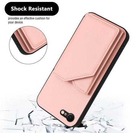 Phone Case With Card Slots For Daily Essentials - pink shock-resistant wallet phone case with card pocket and detachable wrist strap