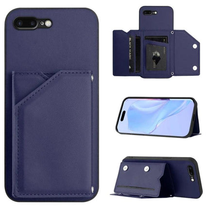 IPhone Case With Card Slots and wrist strap wallet-style protective phone case in navy with card pocket and stand feature