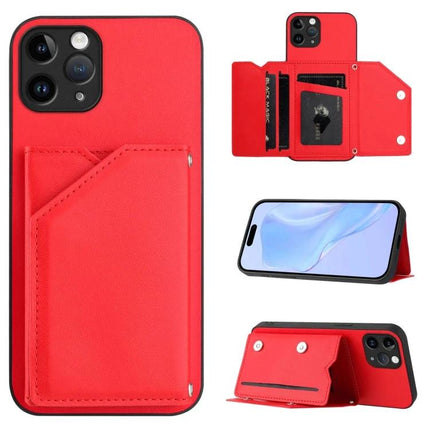 Phone Case With Card Slots For Daily Essentials — red magnetic wallet case with detachable wrist strap, stand and multiple card compartments