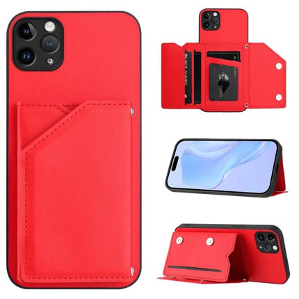 Phone Case With Card Slots For Daily Essentials - red magnetic wallet case with detachable wrist strap, card pockets and kickstand