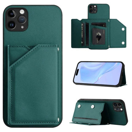 Phone Case With Card Slots For Daily Essentials in green leather with magnetic closure, wrist strap and wallet pocket