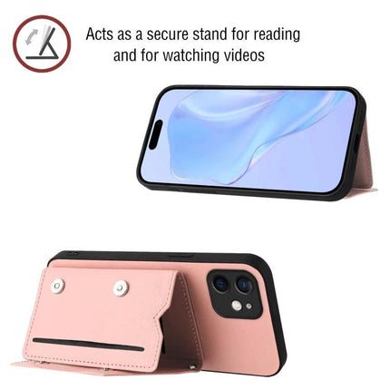 Phone Case With Card Slots For Daily Essentials showing magnetic closure, detachable wrist strap and secure stand for hands-free video viewing