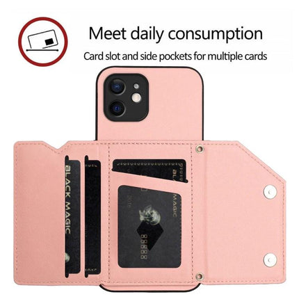 Phone Case With Card Slots For Daily Essentials in blush pink with magnetic closure, wrist strap and multiple card pockets