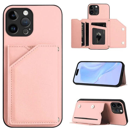 Phone Case With Card Slots For Daily Carry - pink wallet phone case with multiple card slots, magnetic closure and detachable wrist strap