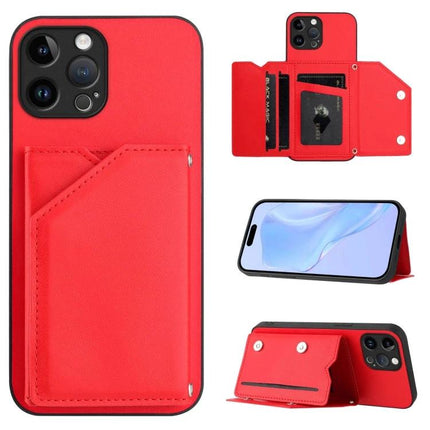 Phone Case With Card Slots For Daily Carry - red wallet phone case with multiple card slots, magnetic closure and detachable wrist strap