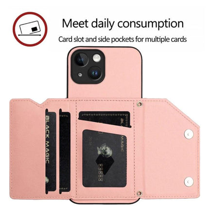 Phone Case With Card Slots For Daily Carry pink folio wallet with multiple card slots, side pockets, magnetic closure and detachable wrist strap