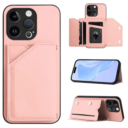 Phone Case With Card Slots For Daily Essentials - pink leather wallet case with wrist strap, card slots, kickstand and camera protection