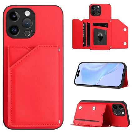 Phone Case With Card Slots For Daily Essentials in red, wrist strap, card pocket, kickstand and phone protection