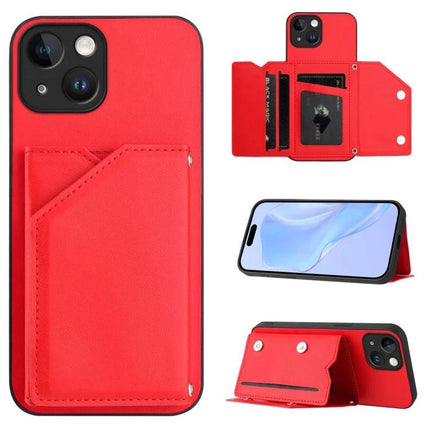 Phone Case With Card Slot For Everyday Essentials - red wallet-style protective case with multiple card slots, magnetic closure and detachable wrist strap