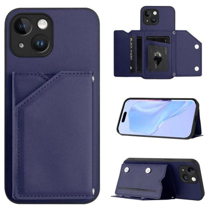 Phone Case With Card Slot For Everyday Essentials navy leather wallet case with multiple card slots, magnetic closure and detachable wrist strap