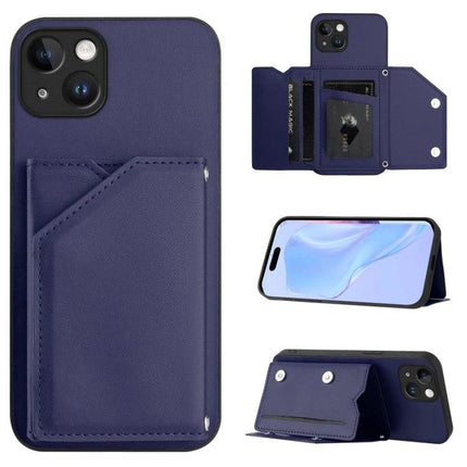 Phone Case With Card Slot For Everyday Essentials - navy leather wallet phone case with multiple card slots, magnetic closure and detachable wrist strap