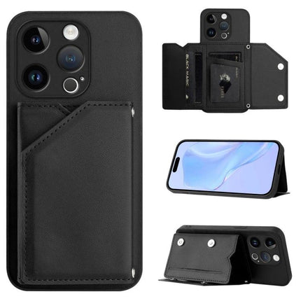 Phone Case With Card Slot For Everyday Essentials black leather wallet-style phone case with multiple card slots magnetic closure and wrist strap