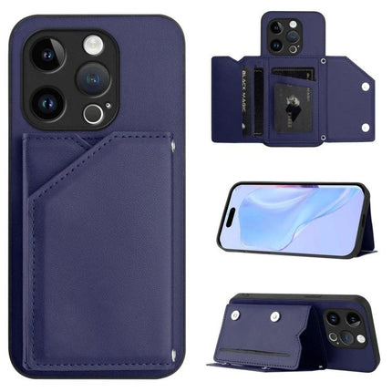 Phone Case With Card Slot For Everyday Essentials navy leather wallet-style case with multiple card slots magnetic closure and detachable wrist strap