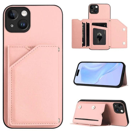 Phone Case With Card Holder For Daily Essentials in blush pink, slim protective wallet case with integrated card slots and stand