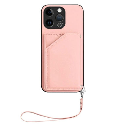 Phone Case With Card Holder For Daily Essentials in pink with built-in card pocket and wrist strap