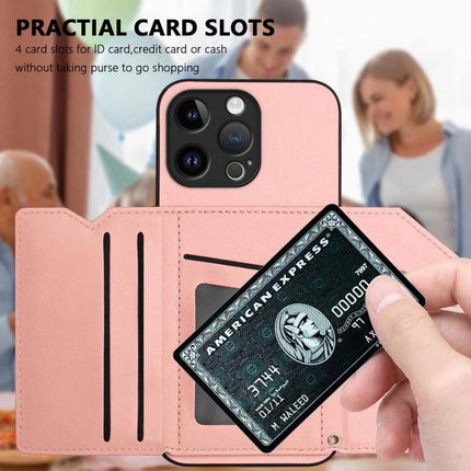 Phone Case With Card Holder For Daily Essentials showing pink folio case with integrated card slots and a hand inserting a card