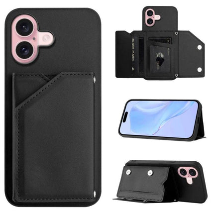 Compact Phone Case With Card Holder For Daily Essentials – slim black protective wallet case with card slots and stand for hands-free use