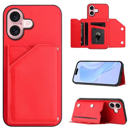 Compact Phone Case With Card Holder For Daily Essentials in red, protective wallet-style phone cover with card slots and kickstand