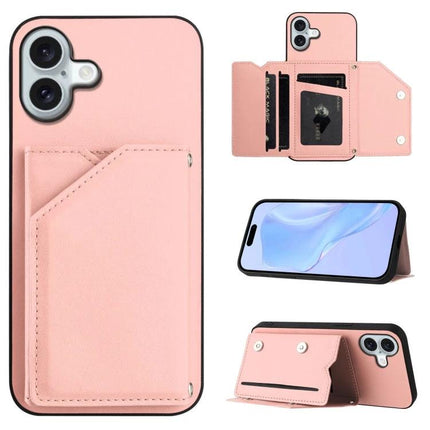 Compact Phone Case With Card Holder For Daily Essentials in pink wallet-style protective phone cover with card slots and kickstand