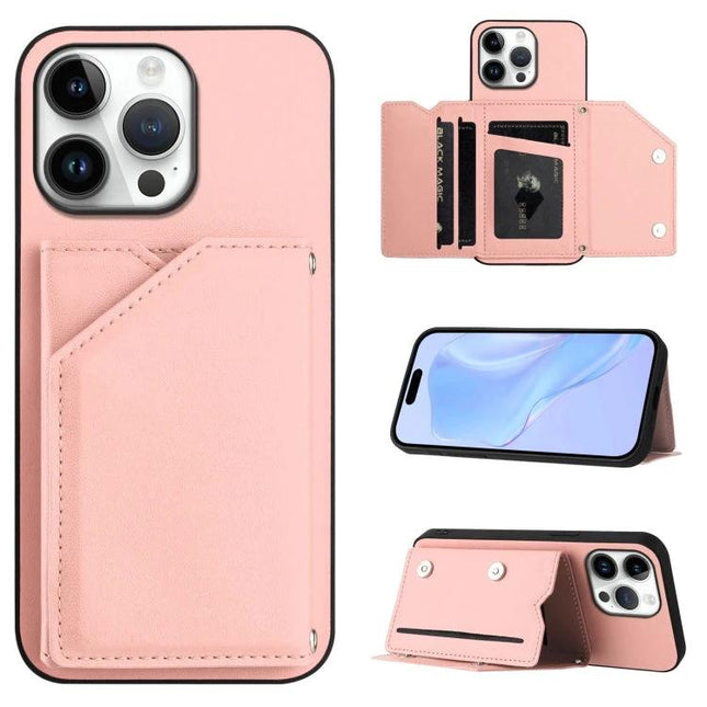 Compact Phone Case With Card Holder For Daily Essentials in pink showing card slots, kickstand and phone protection