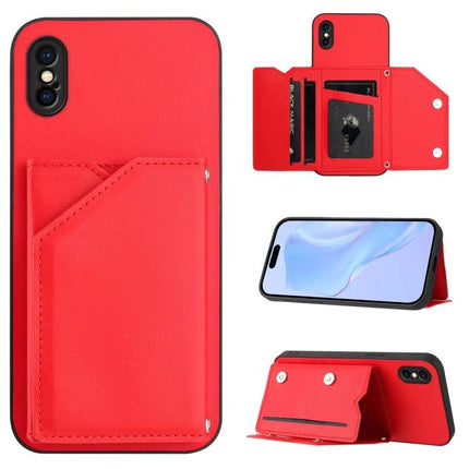 Red IPhone Case With Card Slots wallet-style with wrist strap, card pocket, ID window, and kickstand for travel and commuting