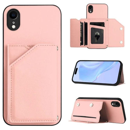 IPhone Case With Card Slots pink wallet-style phone case with wrist strap and card ID pockets