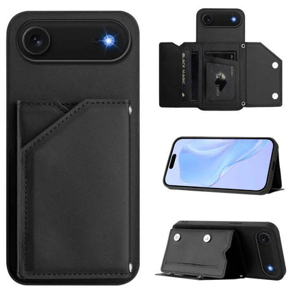 Daily Phone Case With Card Slots For Everyday Errands – slim black leather wallet phone case with detachable wrist strap, card slots, kickstand and protective cover