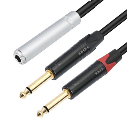 Essential Y-Splitter Cable for Home Audio Connections - aluminum shell stereo 1/4" TRS to dual 1/4" TS gold-plated plugs